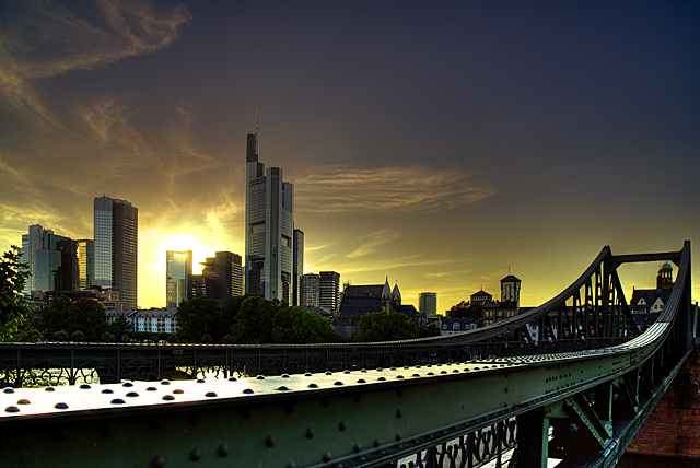 Germany Frankfurt View From Eiserner Steg (HDR)